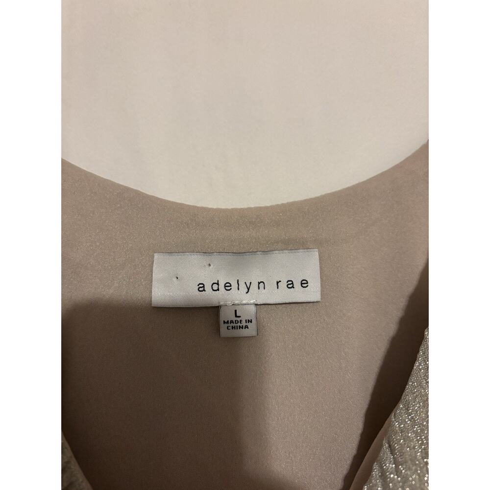 Adelyn Rae Dress Large Silver Midi Asymmetrical Ruffles Cocktail Formal - Picture 9 of 10